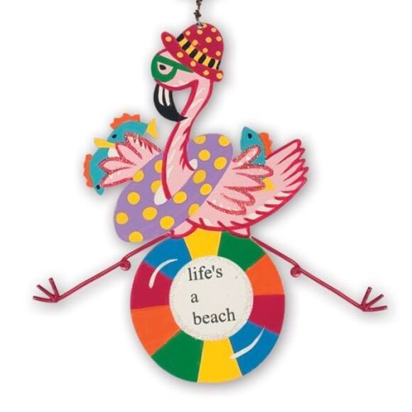 Beachy Tropical Pink Flamingos Wine Bottle Charms and Magnet Set - Picture 2 of 9